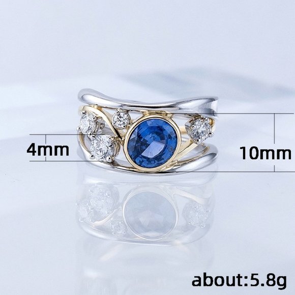 🎁 Fashion Wave Stackable Beautiful Royal Blue Zircon Ring for Women, PD213 - Picture 3 of 3